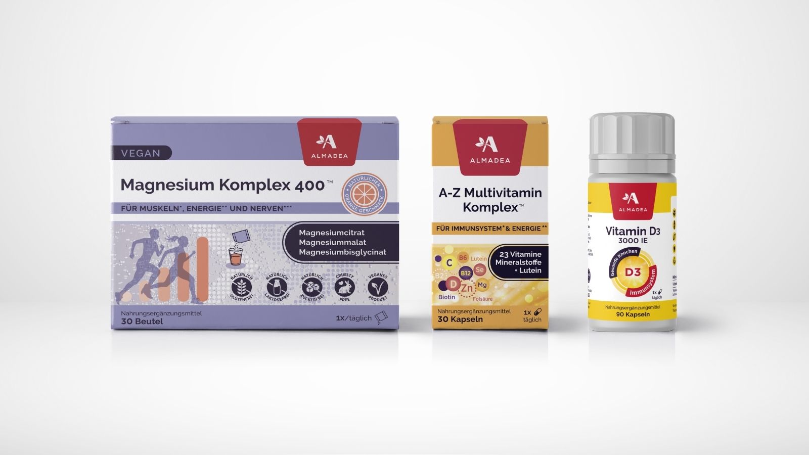A-Z Multivitamin, Vitamin D3 und Magnesium Komplex 400 &ndash; das Vitamin-Trio f&uuml;r Energie und Immunsystem.